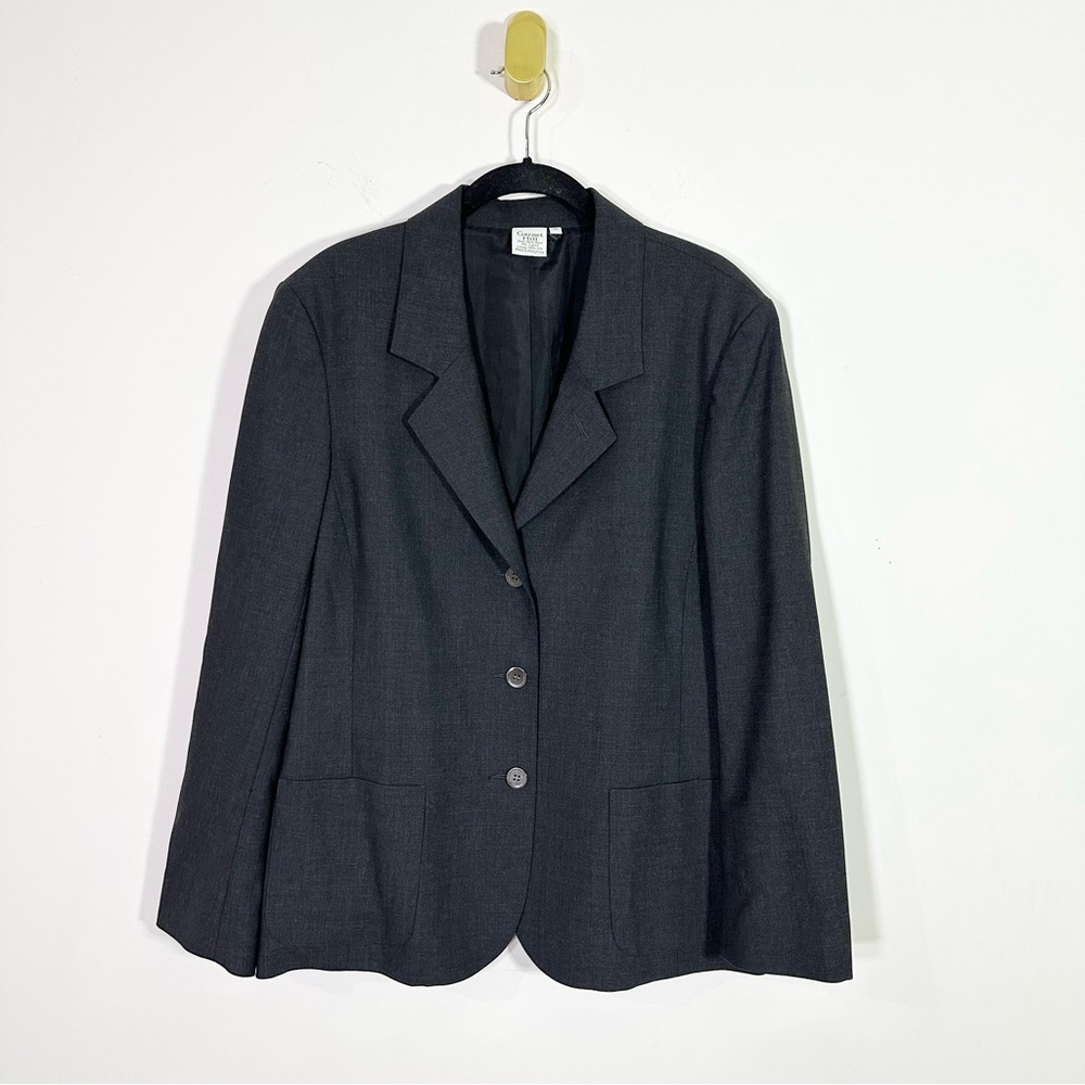 Garnet Hill Charcoal Gray Wool Silk Blazer Jacket